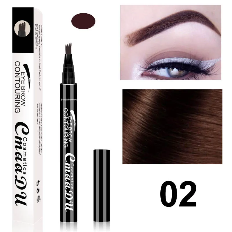 CMAADU Liquid Eyebrow Pen LiquideYeBrow Enhancer 3 Färger 4 Huvudförstärkare Långvarig Vattentät Hope13