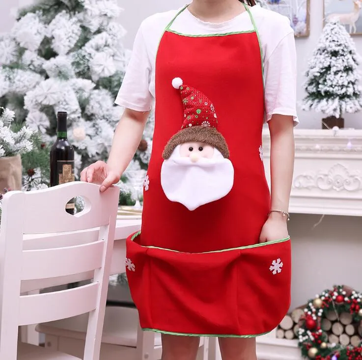 Delantal navideño Adornos navideños Disfraces navideños para adultos camarero delantal de lujo dos estilos Color rojo lavable FP24