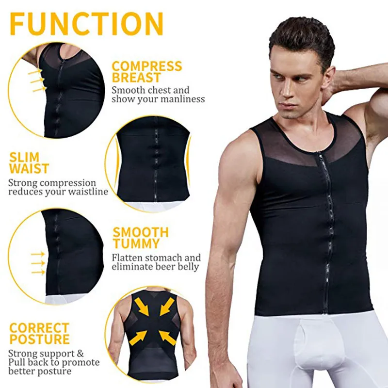 Mens Chest Compression Shirt With Gynecomastia Vest Slimming Mens