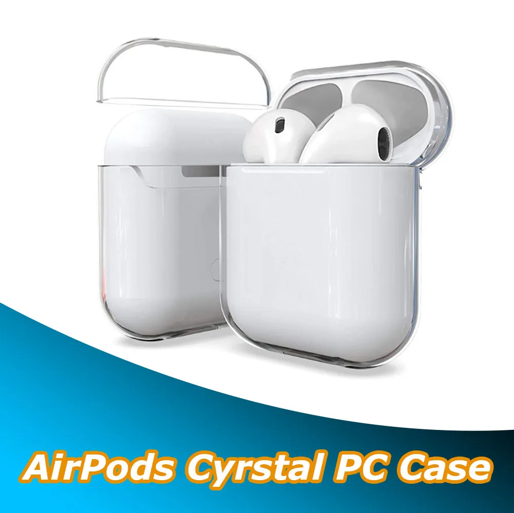 För AirPods 1 2 3 Pro Transparent Crystal Clear Hard PC Laddbox Hörlursfodral Coque