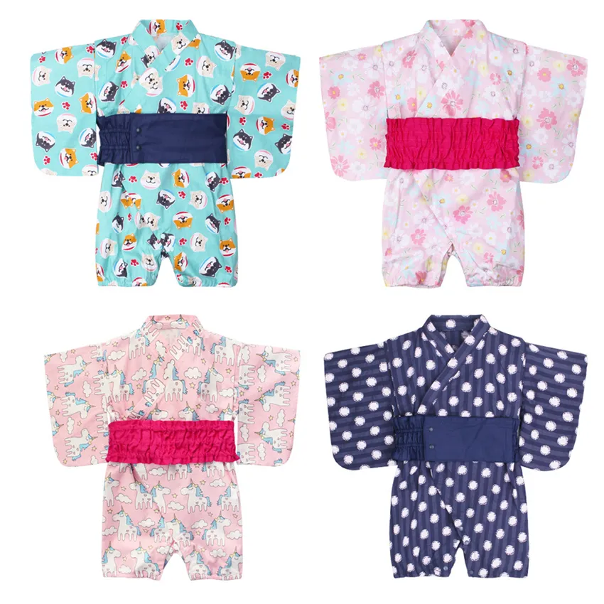 Roupas Étnicas Bebé Menina Macacão Estilo Japonês Kawaii Meninas Floral  Impressão Kimono Vestido Para Crianças Traje Infantil Yukata Roupa Asiática  De $169,37