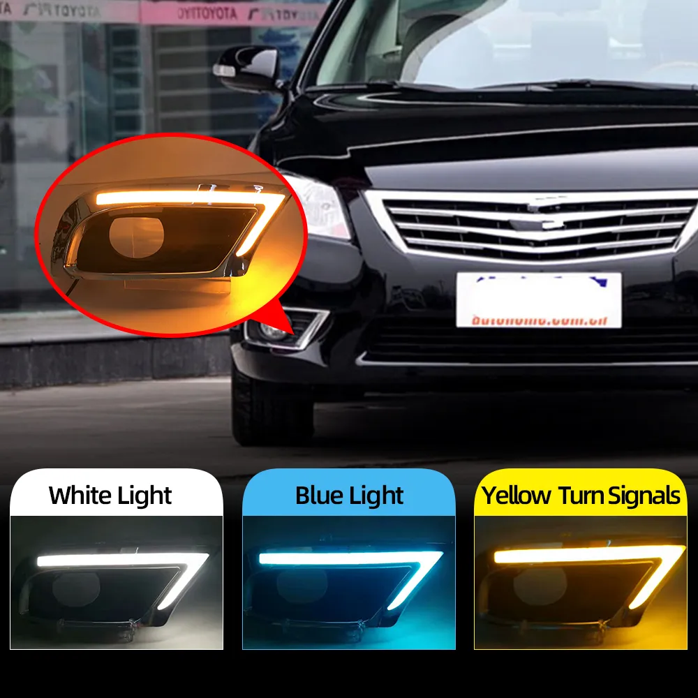 1 par DRL para Toyota Camry 2009 2010 2011 luces de circulación diurna cubierta de luz antiniebla luz diurna amarilla y azul noche