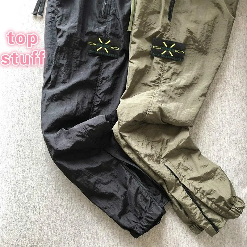 19ss Top Mens Brand Travel Retro Sweat Pants Details Metal Nylon Mesh Breath Loose Feet Ykk Zipper Shrink Trousers for Men