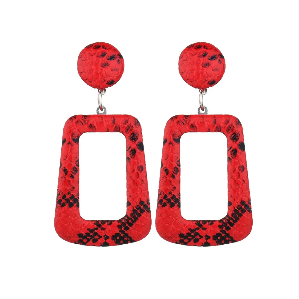 2019 Oversize Snake Skin Geometric Drop Earrings for Women Large Big Leather Statement Dangle Earring Party Fashion Boho Jewelry