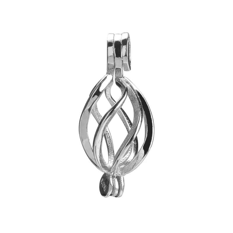 Gift Cage 925 Sterling Silver Locket Helix Charm Pendant Twister Cage for Pearl and Gems 5 Pieces