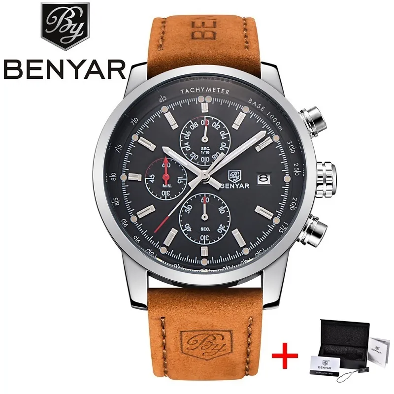 Qualit Benyar Hommes Montre Haut De Gamme De Luxe M le En Cuir