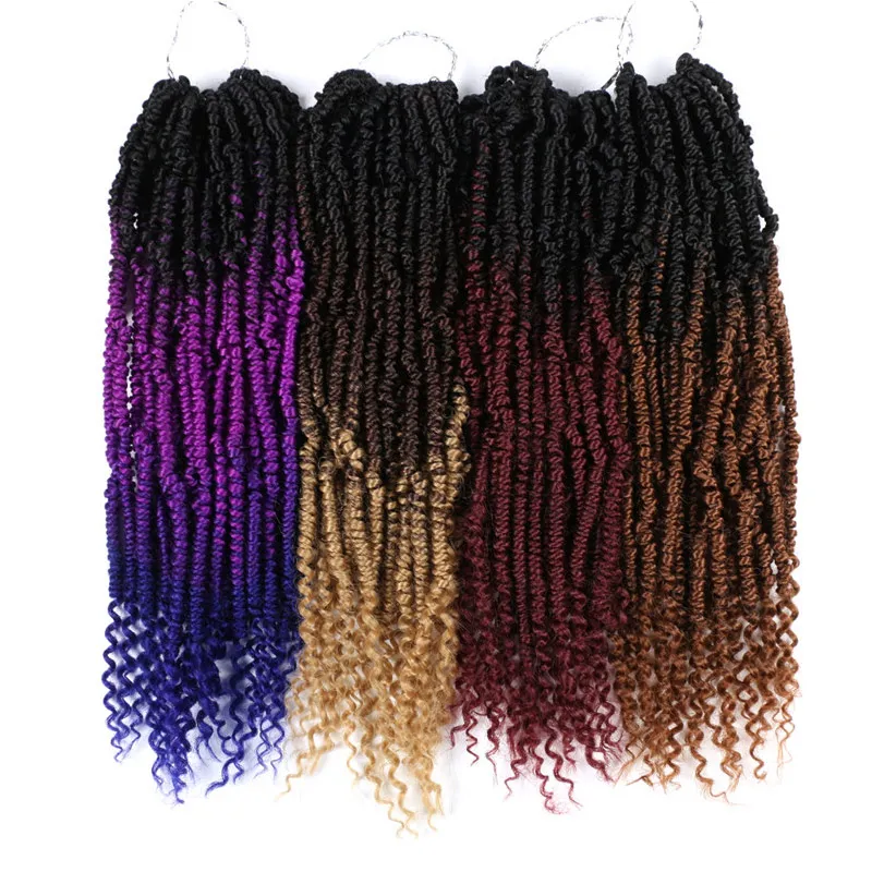 Syntetyczna bomba Twist Hair Extension 12 -calowe pudełko Warkocze szydełkowe z kręconymi końcami 24 pasm/pakiet LS11Q