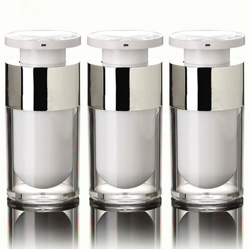 15ml 30ml 50 ml pompy prasowej Akrylowe butelki bezpowietrzne pielęgnacja skóry ciekła balsam krem ​​plastikowy opakowania kosmetyczne 100 sztuk / partia