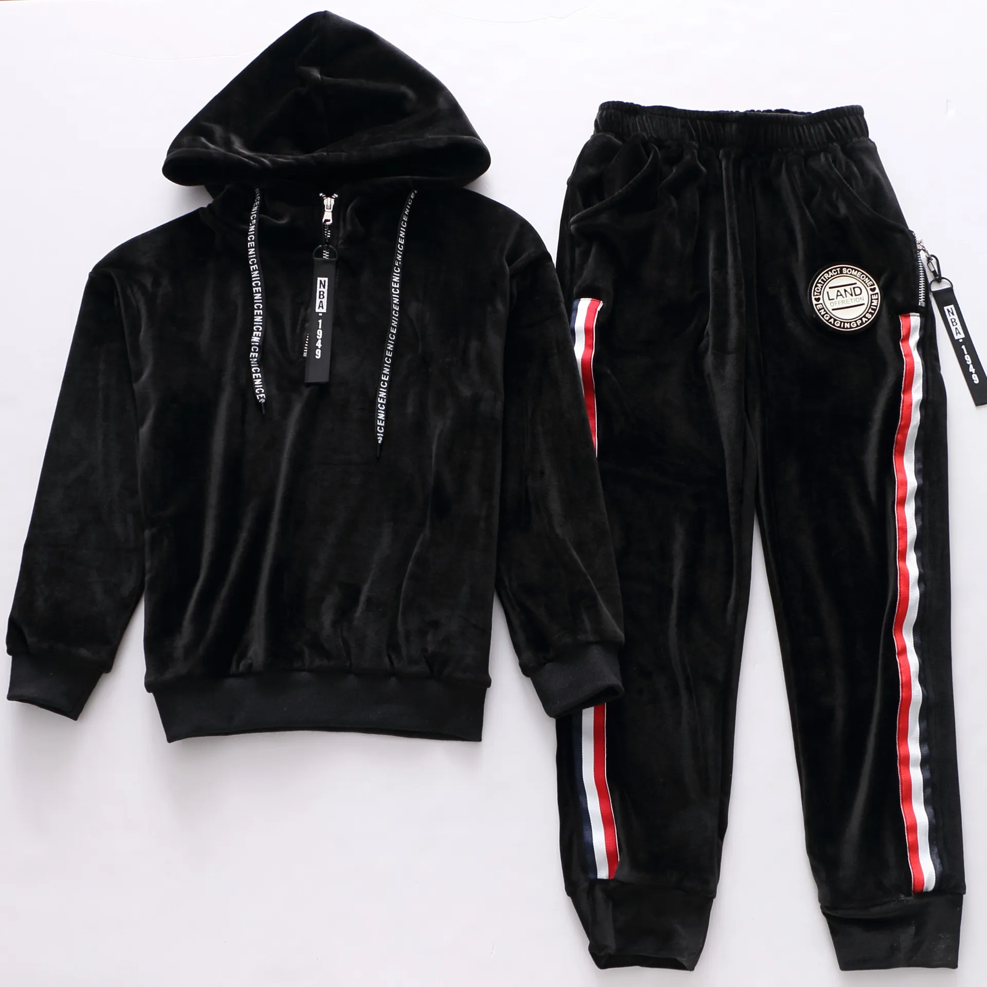 5 10 Year Boys Autumn Suits Korean Version Big Boy Velvet Hoodies