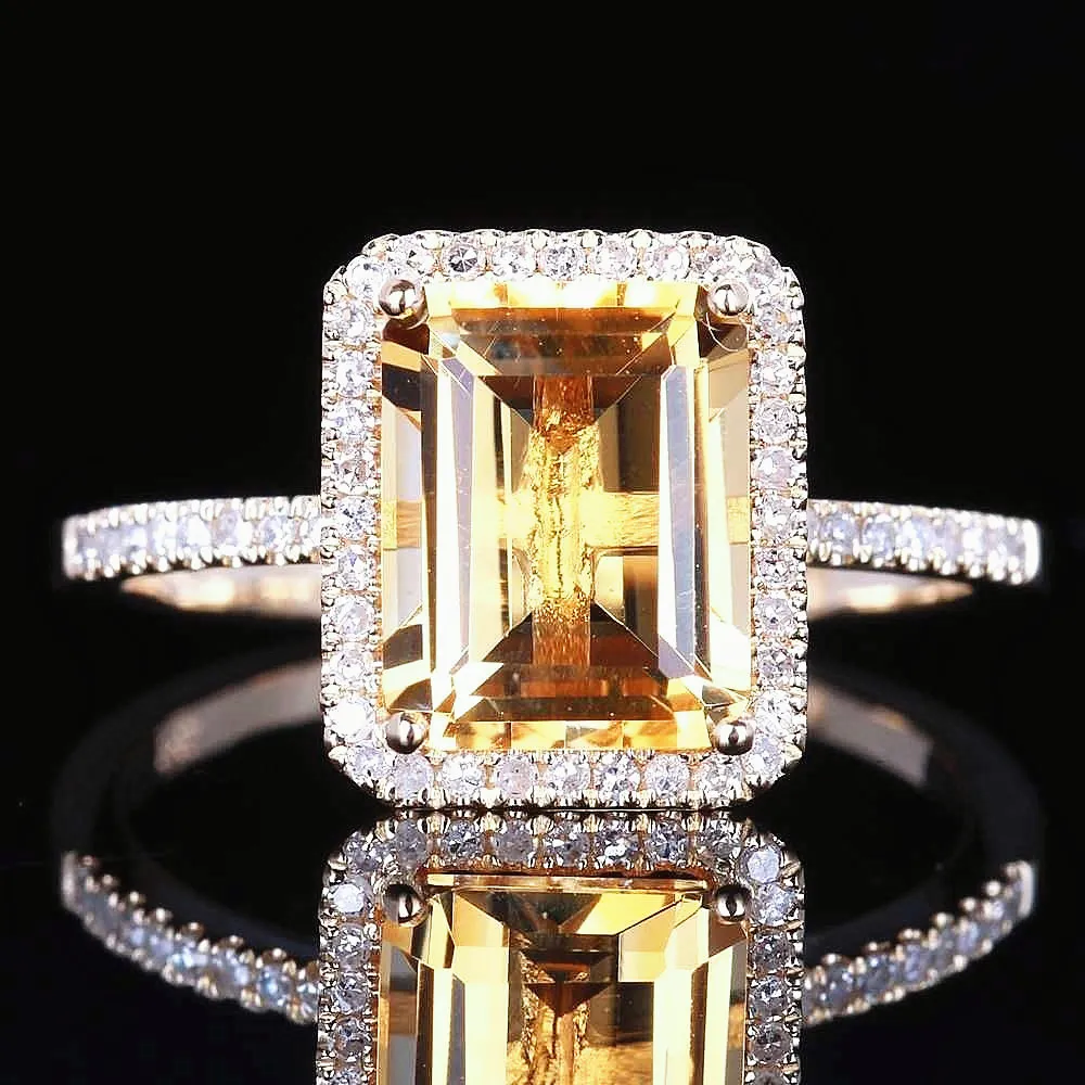 Vous êtes unique au monde Exquis Solitaire Anneaux 14K Platine Plaqué Exagération Jaune Bling Bling Femmes Bague Brillante Bijoux Cadeaux