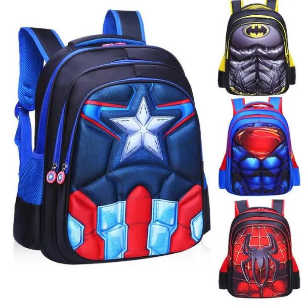 Mochila infantil Niños Capitán Bolsas escolares para niños Estudiantes de primaria Mochilas de superhéroes