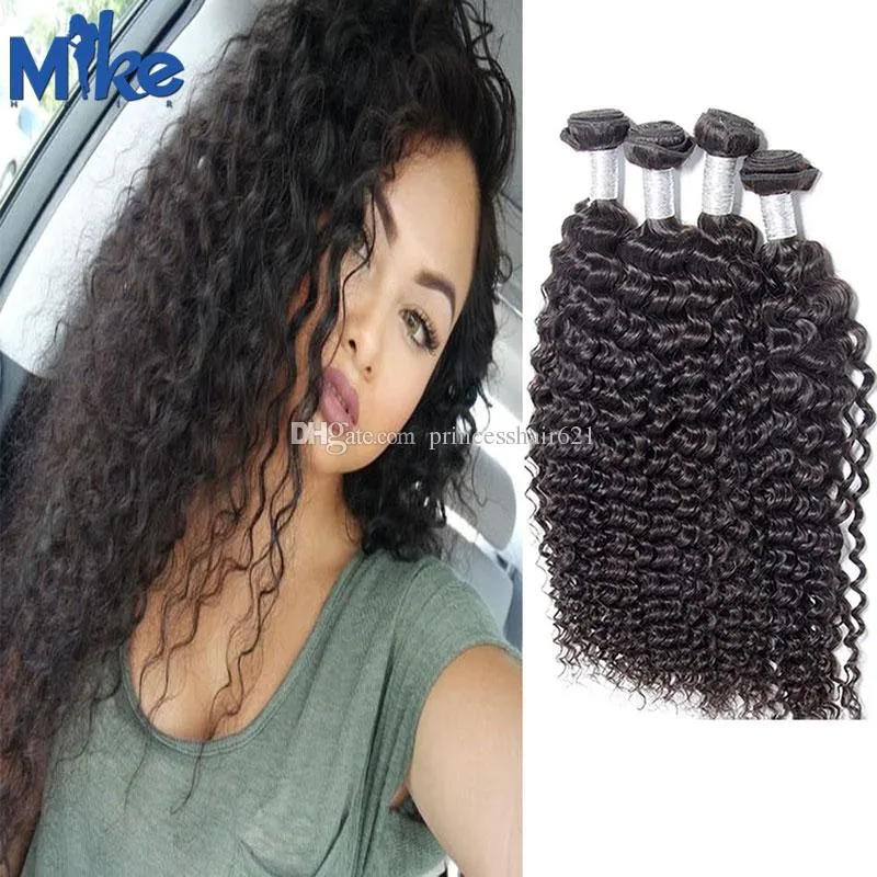 Mikehair brasiliansk mänsklig hår djup våg lockigt naturligt färg hår extenstions 8-30inch 100g / pc brasiliansk djup våg hår 4 buntar till salu