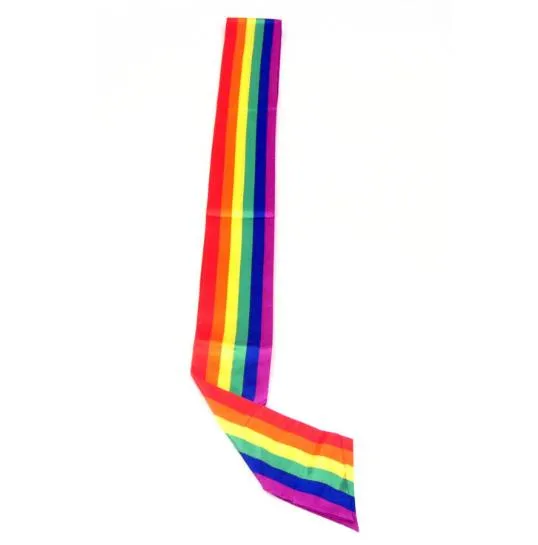 Gay Pride Regenbogen-Satin-Schärpe, blanko, Satin-Etikette-Schärpen, Regenbogen-Motto-Party-Event, festliche Gastgeschenke, Zubehör, 150 x 9 cm