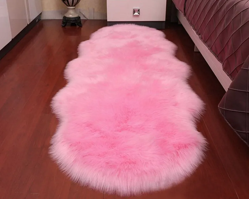 スーパーソフトシープスキンラグ屋内モダンな絹のような毛皮の敷物寝室の床のマットの赤ちゃん保育園敷物子供カーペット