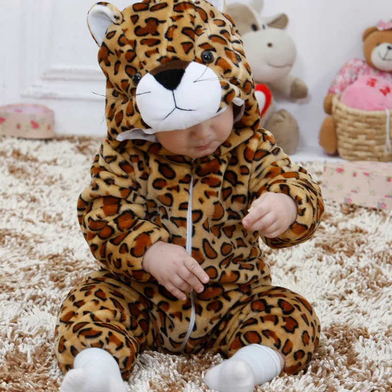 Garçon Fille Dress Up Costume Panthère Brun Leopard Kigurumi Bande