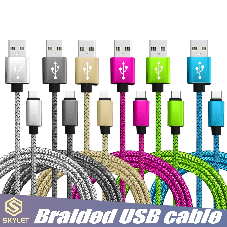 SKYLET USB Cables Fast Charging Data Sync Phone Cords Type C Micro USB for Universal Cellphones