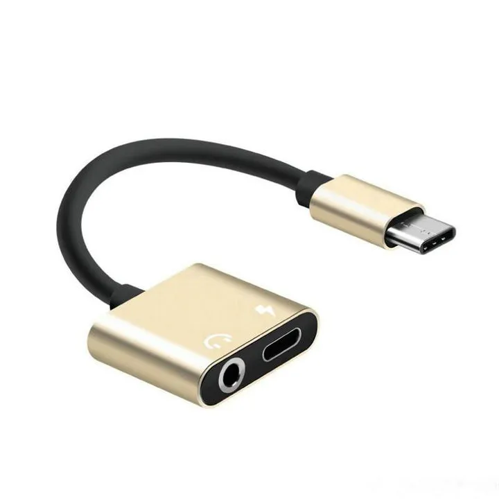 Type C Aux Audio Cable Adapter USB Type C to 3.5mm Headphone Jack 2 in 1 Charger Adapter For Type C Smartphones