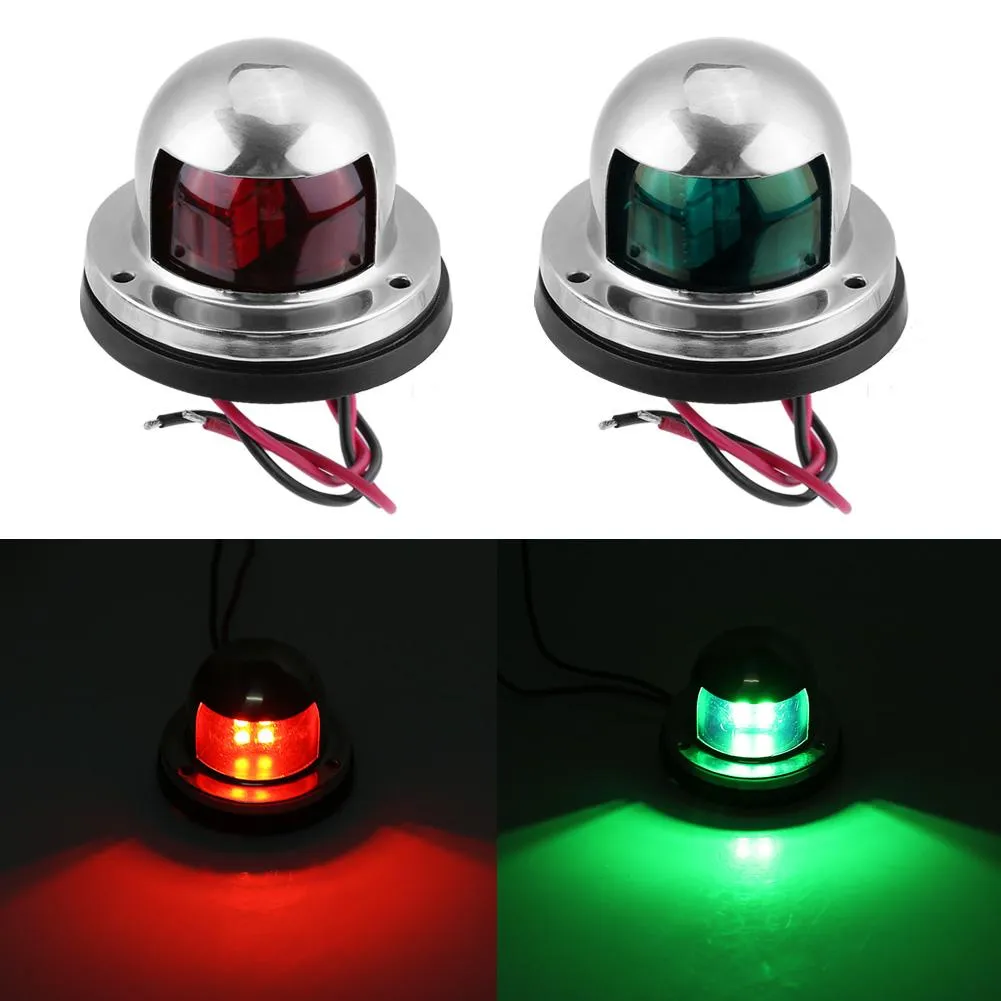 Rostfritt stål 12V LED Seglingsignal Ljuslampa Bow Navigation Red Green för Marine Boat Yacht Indikatorlampor