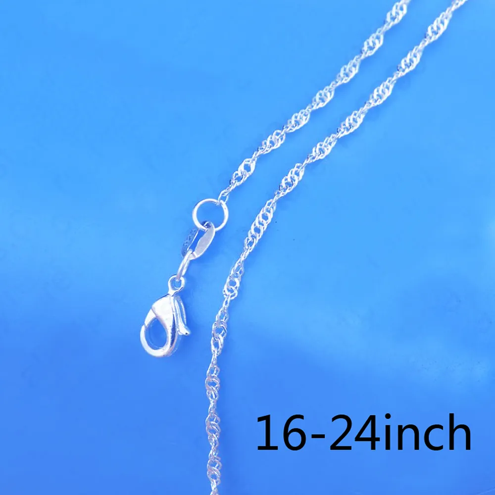 10 шт. тонкое подлинное высокое качество 925 серебряное женское ожерелье Сингапур 2 мм водная волна цепи ожерелье модные украшения 16-14 дюймов + 925 лобстер застежки тег