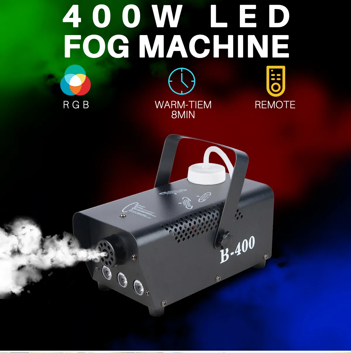 موكا 400 واط أدى رذاذ آلة ضباب صغيرة 3.5 متر عقد 0.3 لتر زيت Led 3x3 واط RGB مولد دخان للحفلات نادي دي جي ديسكو مرحلة إضاءة تأثير غطاء دخان 2000 قدم في الدقيقة مبيد