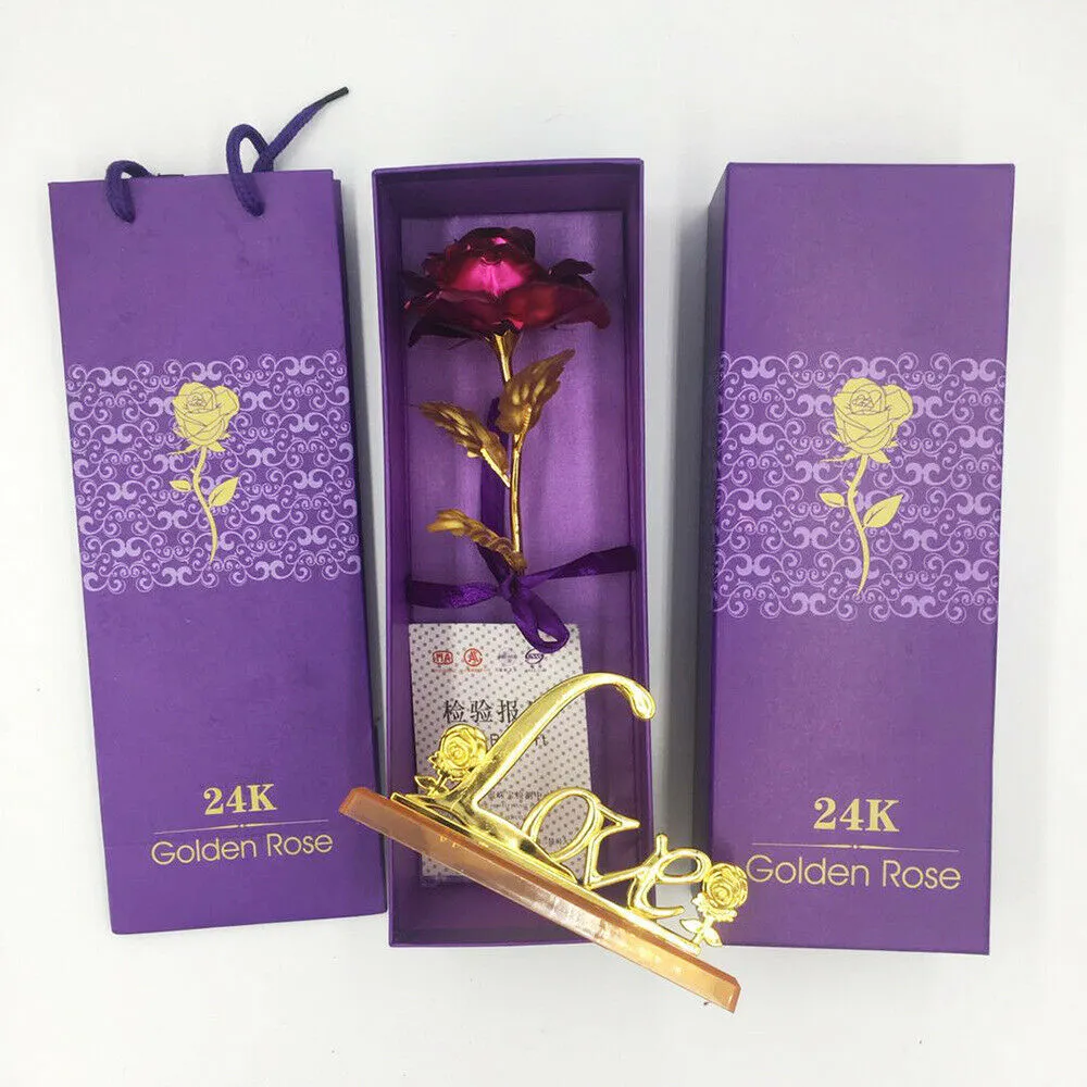 Cadeau de la Saint-Valentin 24 carats Feuille d'or plaqué Feuille d'or rose Rose Fournitures de mariage Saint-Valentin Anniversaire Nouvel An Décor Cadeaux