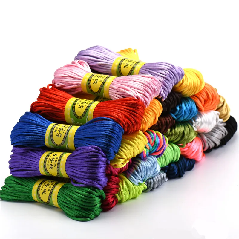 100m Mixed Nylon Black Rattail Satin Chinese Knotting Silk Macrame Cord Beading Braided String Thread