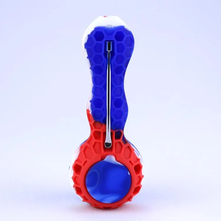 2020 Silicone Pipes à fumer Styles nid d'abeille brûleur à mazout Dab tabac avec bol en verre eau