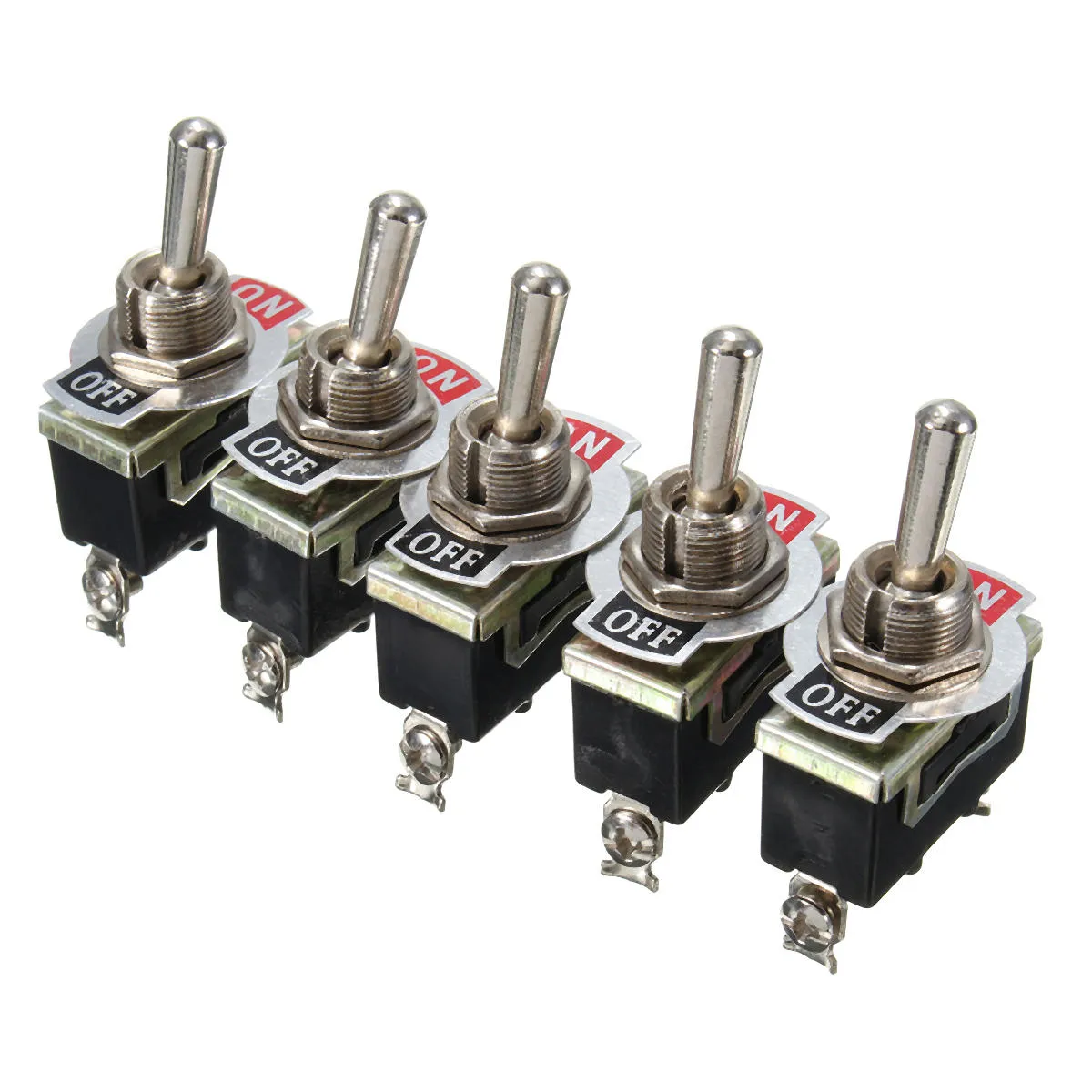 5Pcs SPST 2Pin Heavy Duty 15A 250V ONOFF Rocker Toggle Switch Waterproof Boot