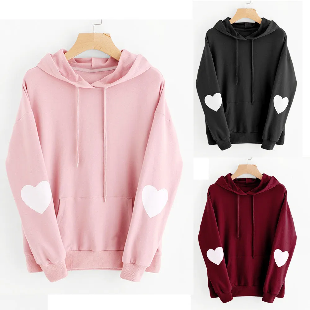 Mujeres Moda Sudadera Para Mujer De Manga Larga Corazón Sudadera Con  Capucha Sudadera Jumper Con Capucha Pullover Tops Dropshipping Augu15 De  16,01 €