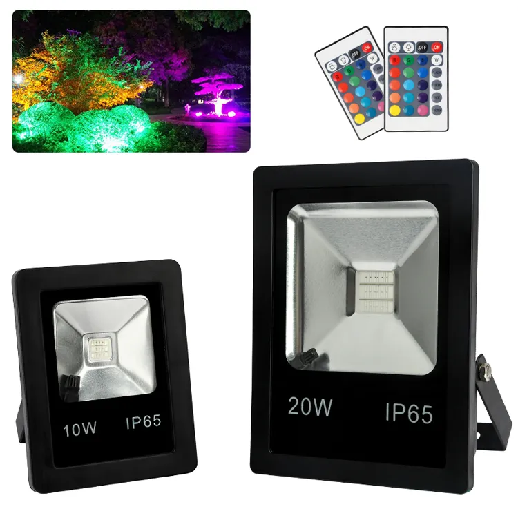 RGB LED Flood Lights Color Changing Outdoor Spotlight with Remote Control IP65 Waterproof Wall Washer Light