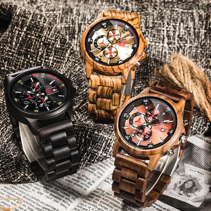 Top montre-bracelet en bois mâle Relogio Masculino montres hommes 2019 bois montre Sport horloge numérique hommes montres