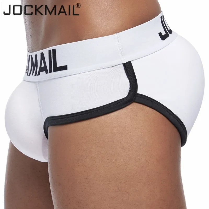 Jockmail Butt And Front Enhancing Padded Hip Men Briefs Underwear Sexy Solid Cotton Removable Two Butt Pads And One Front Pad MX190720