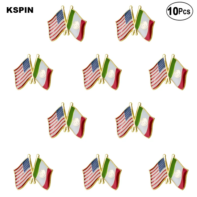 U.S.A Mexiko Lapel Pin Flag Badge Brosch Pins Badges 10st mycket