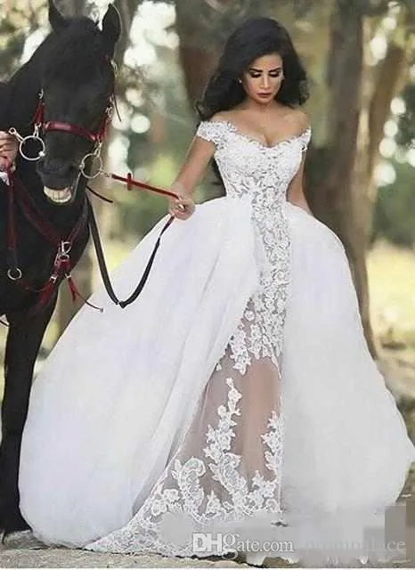 Plus La Taille Robe De Bal Robes De Mariee Dentelle Appliques Robes De Mariee De Mode Avec Sexy Hors De Lepaule Sur Mesure Dernieres Robes De Mariee Du 163 95 DHgate