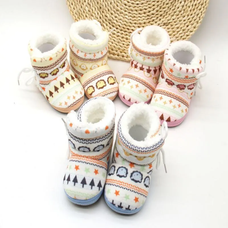 0-12 månader baby spädbarn toddler nyfödda barn skor bomull vadderade snöskor vinter varma stövlar mix färg wholesle 30 par