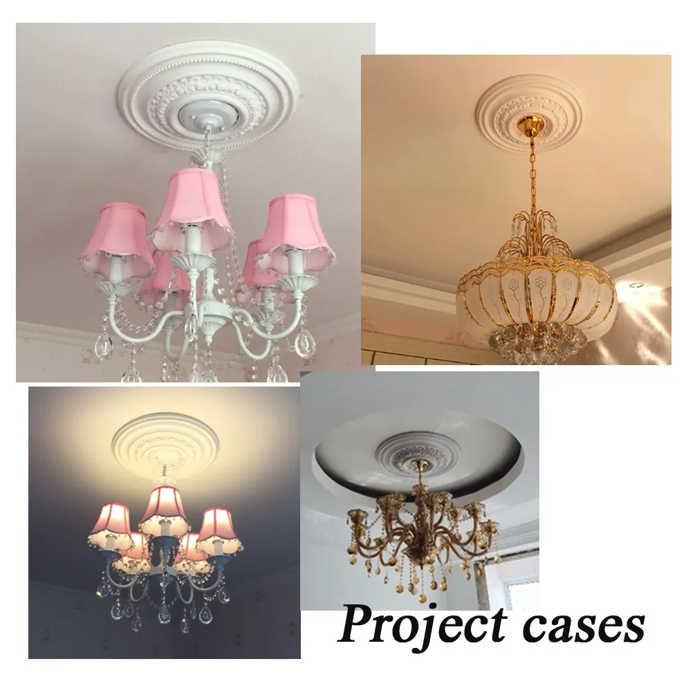 Livraison gratuite lustre plaque de plafond rosette PU plafond décoratif rose pendentif lumière base panneau de décoration