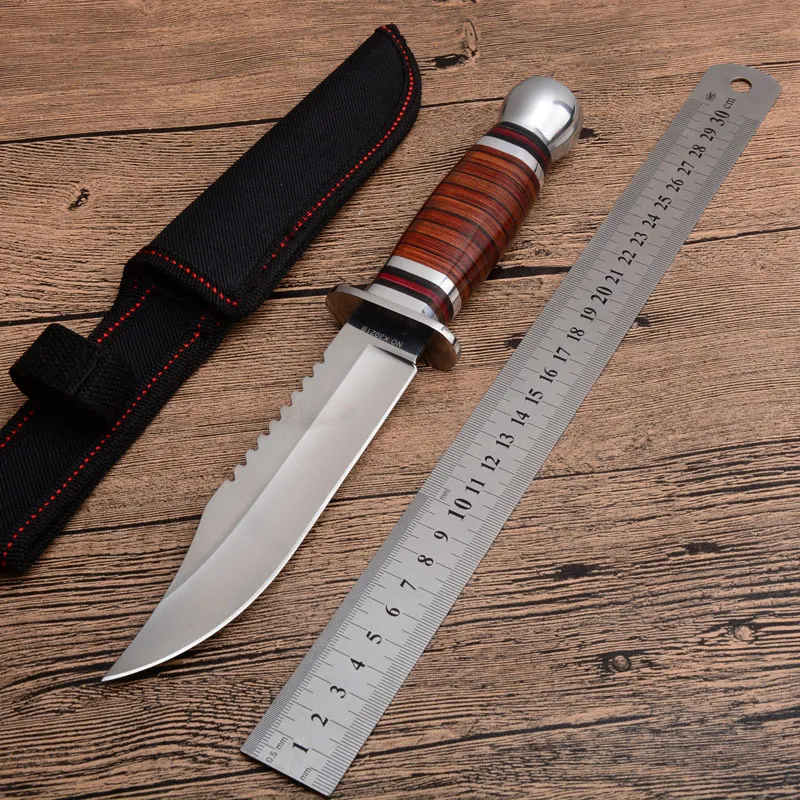 2019 K3021B Fixed Blade Knife Wood Handle 3Cr13Mov Stainless Steel Blade Tactical Outdoor Camping Hunting Survival Rescue EDC Tools