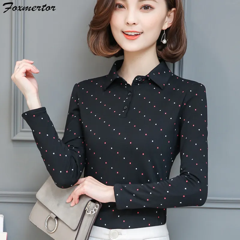 2020 New Casual Cotton Shirt Women Long Sleeve Blouse Ladies Office Elegant Polka Work Wear Tops Blusa Plus Size Female Clothe