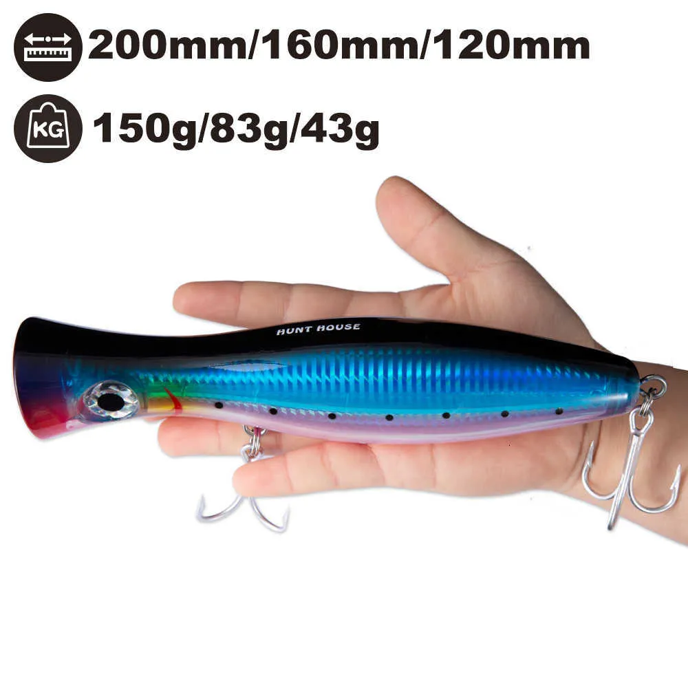 塩水釣りスプーンルアー、マグロGT用のハードトップウォーターポッパー