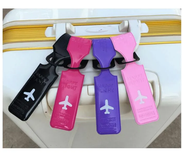 20pcs PVC Airplane Printing Baggage Tags Travel Accessories Baggage Name Tags Suitcase Address Label Holder