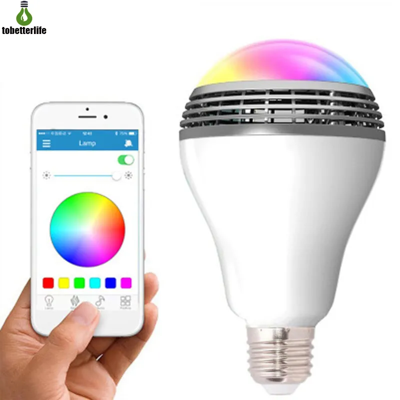 Smart RGB E27 Lampa Bluetooth Högtalare Lampa Dimbar LED Trådlös Musiklampa Ljusfärg Ändra via App Control Fjärrkontroll