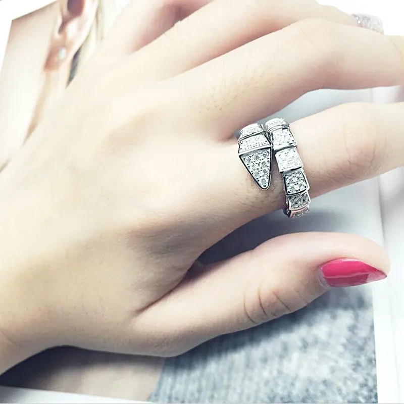 Elegant Snake Ring: White Gold Filled CZ Engagement Wedding  display picture 1