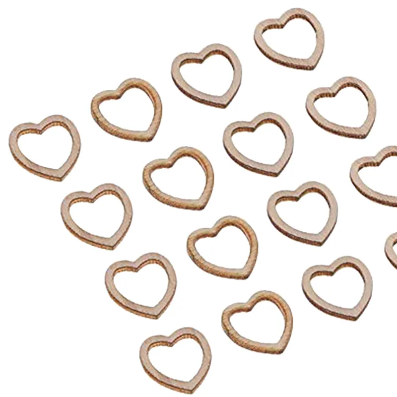 100pcs/set Wooden Hollow Out Heart Shaped Pieces For Wedding Decoration,  Diy Crafts
