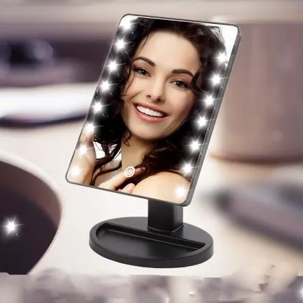 Professioneller LED-Make-up-Spiegel mit Touchscreen, luxuriöser Spiegel mit 16/22 LED-Leuchten, 180 Grad verstellbarer Tisch-Make-up-Spiegel