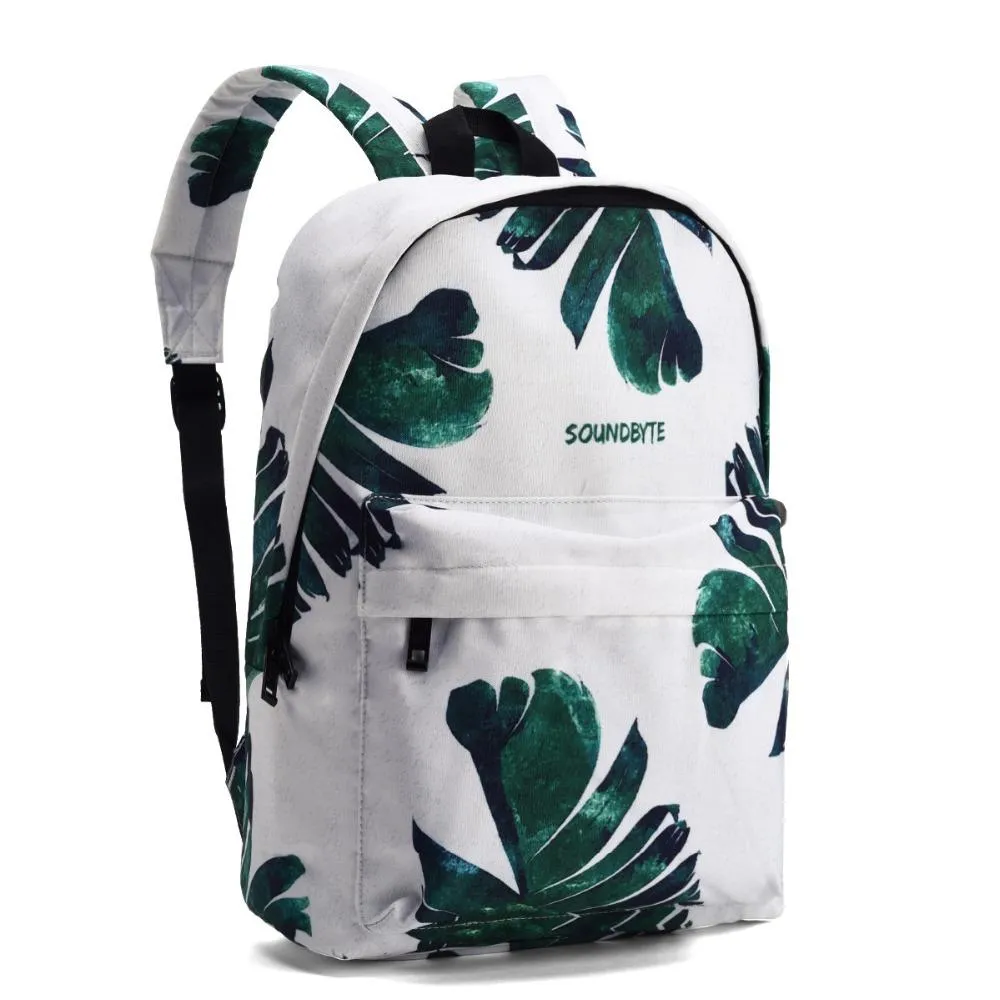 Designer-Casual Haute Qualité Toile Femmes Sac À Dos Feuille Verte Motif Impression Femelle Quotidien Ordinateur Portable Sac À Dos Filles Collège Mochila