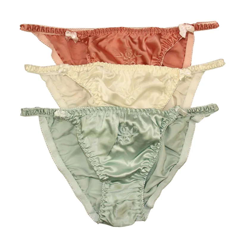 Pack Of 6 Natural Silk Bikini Strip Panty With Cotton Crotch For