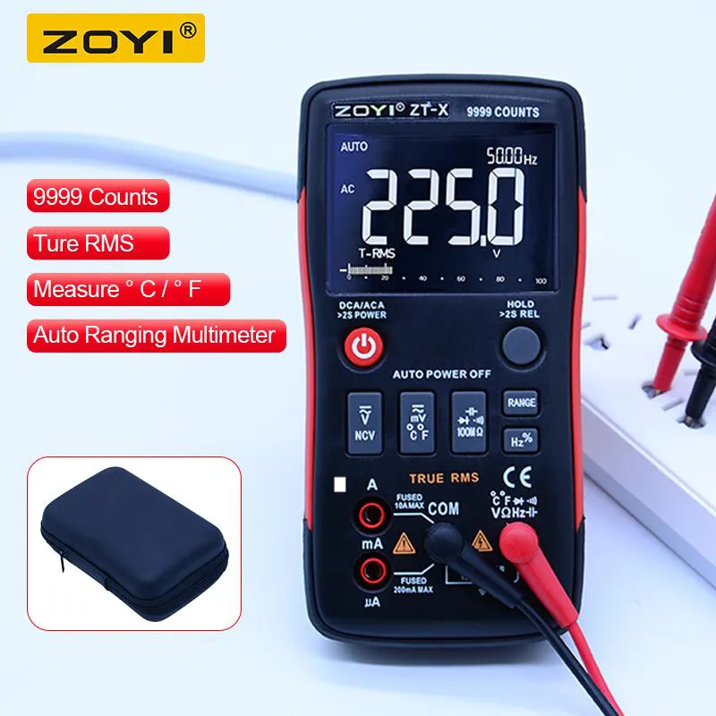 ZOYI ZT-X 9999 COMPTES MULTIMÈTRE NUMÉRIQUE VOLTMÈTRE AC DC MULTIMÈTRE À  PLAGE AUTOMATIQUE TRUE RMS AVEC AFFICHAGE RÉTROÉCLAIRÉ