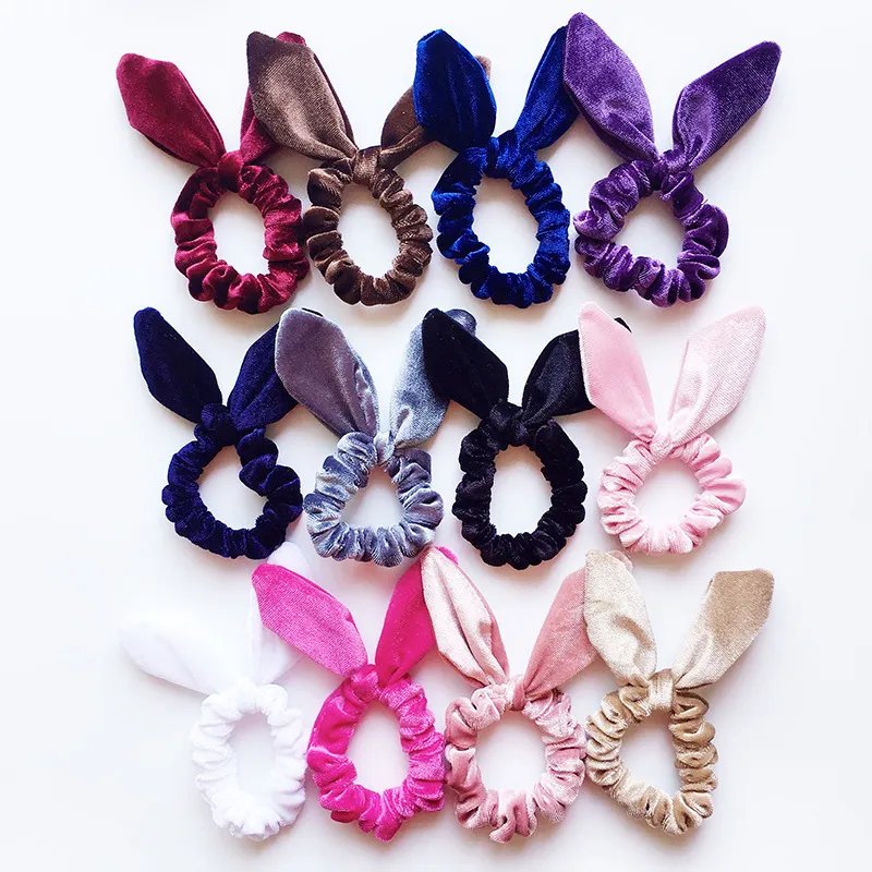 Femmes Filles Velours Oreilles De Lapin Corde À Cheveux Élastique Cravates À Cheveux Accessoires Queue De Cheval Oreilles De Lapin Bandeaux Enfants Scrunchy Bandeaux C5932