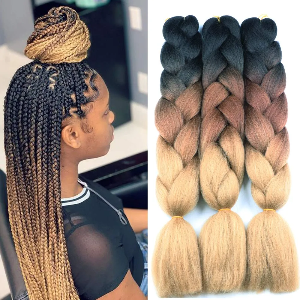 100g pack Kanekalon Jumbo Ombre Braiding Hair Extensions Synthetic Crochet Braids for Women
