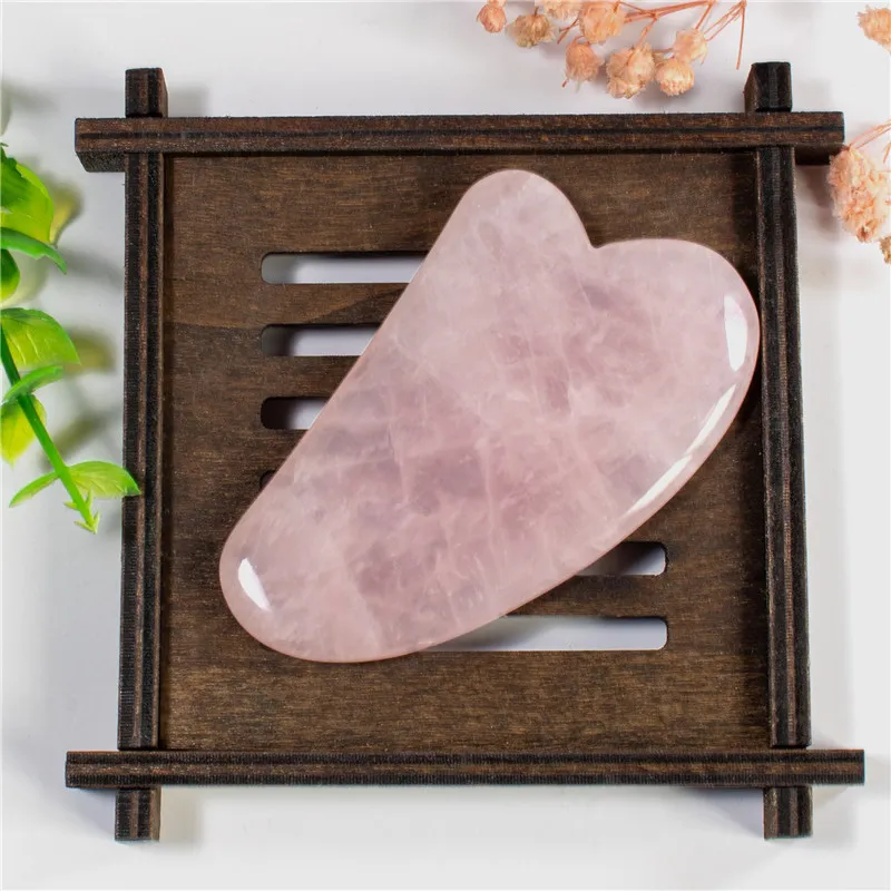 Mode Jade Guasha Scraping Body Massage Tool Natural Rosa Crystal Rose Quartz Guasha Body Facial Eye Scraping Stone